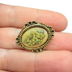 Vintage CAMCO Forget Me Not Blue Flower Gods Love Is With You Always Cameo Brooc